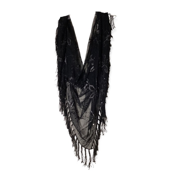 Women’s Black Sequin Scarf / Wrap - Picture 1 of 7